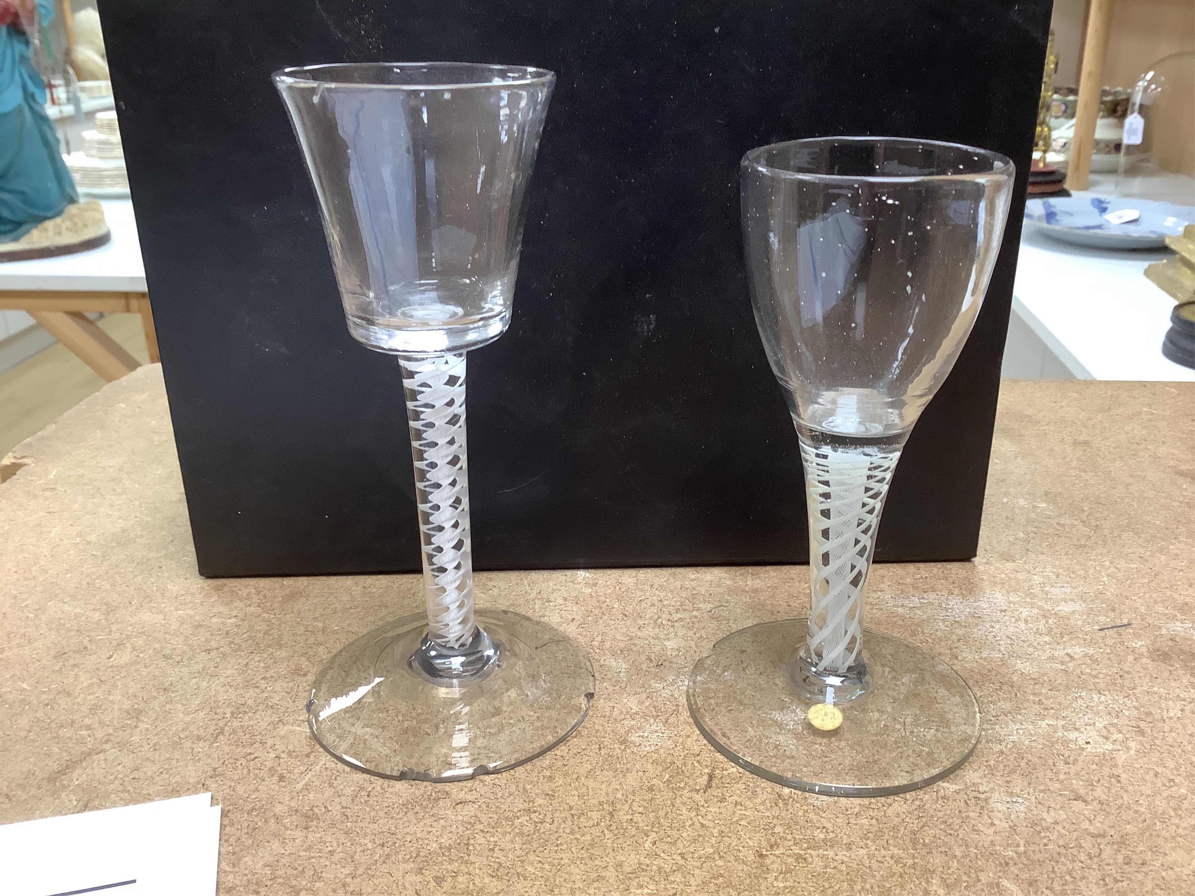 A collection of various Georgian and later wine glasses